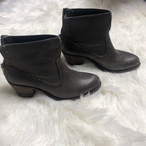 Frye heel ankle booties with back zipper